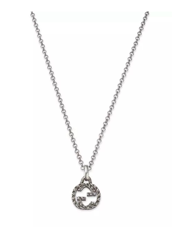 Gucci Jewelry - Gucci Silver Interlocking G Rope-Edge Pendant Necklace